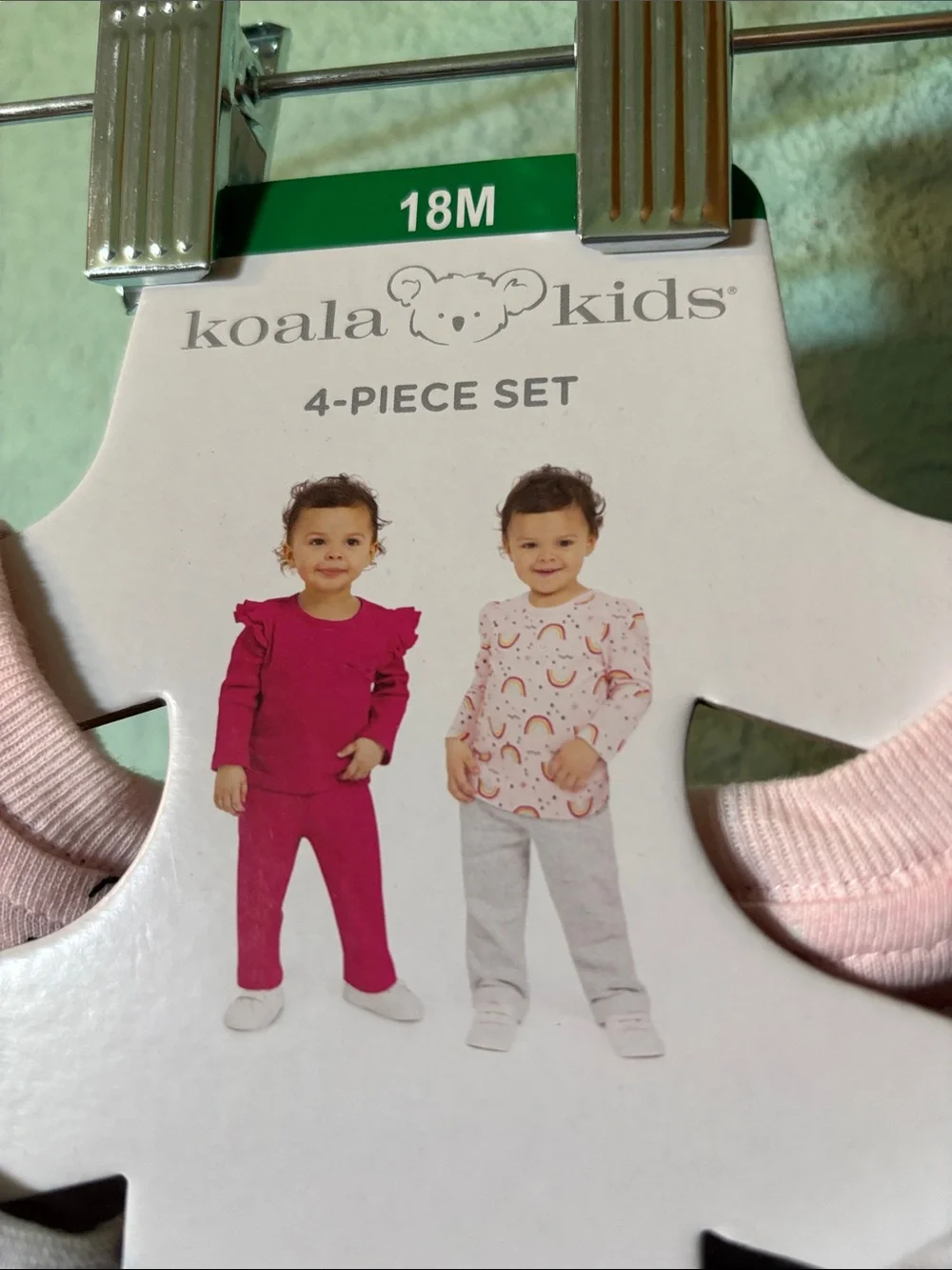 Koala Kids Toddler 4 Piece Set in Deep Pink & Rainbow, 18 mos - NWT